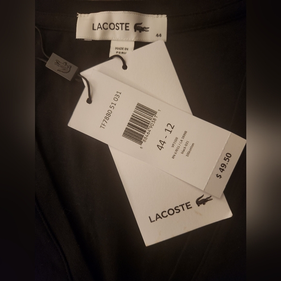 Lacoste Black V-Neck Shirt Sz 12 (44) - Picture 3 of 5